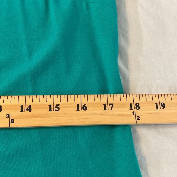 Talbots Jade Green 3/4 Sleeve Ruffle Neck Knit Sheath Dress Size MP - Picture 6 of 9